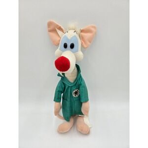 Pinky and the Brain Pinky Plush Mouse in Green Lab Coat Animaniacs Warner Bros